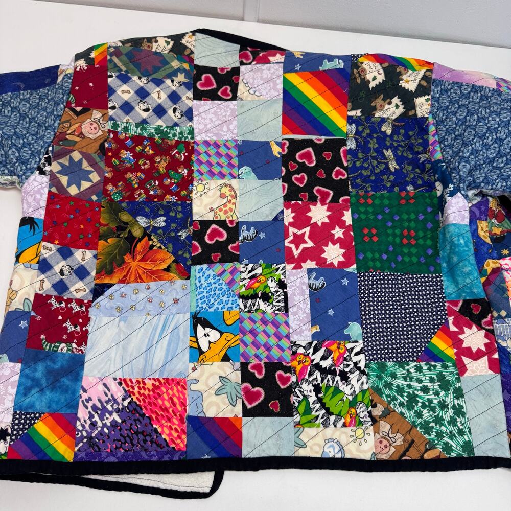 Women Upcycled Multi Colored Patchwork Quilted Ca… - image 5